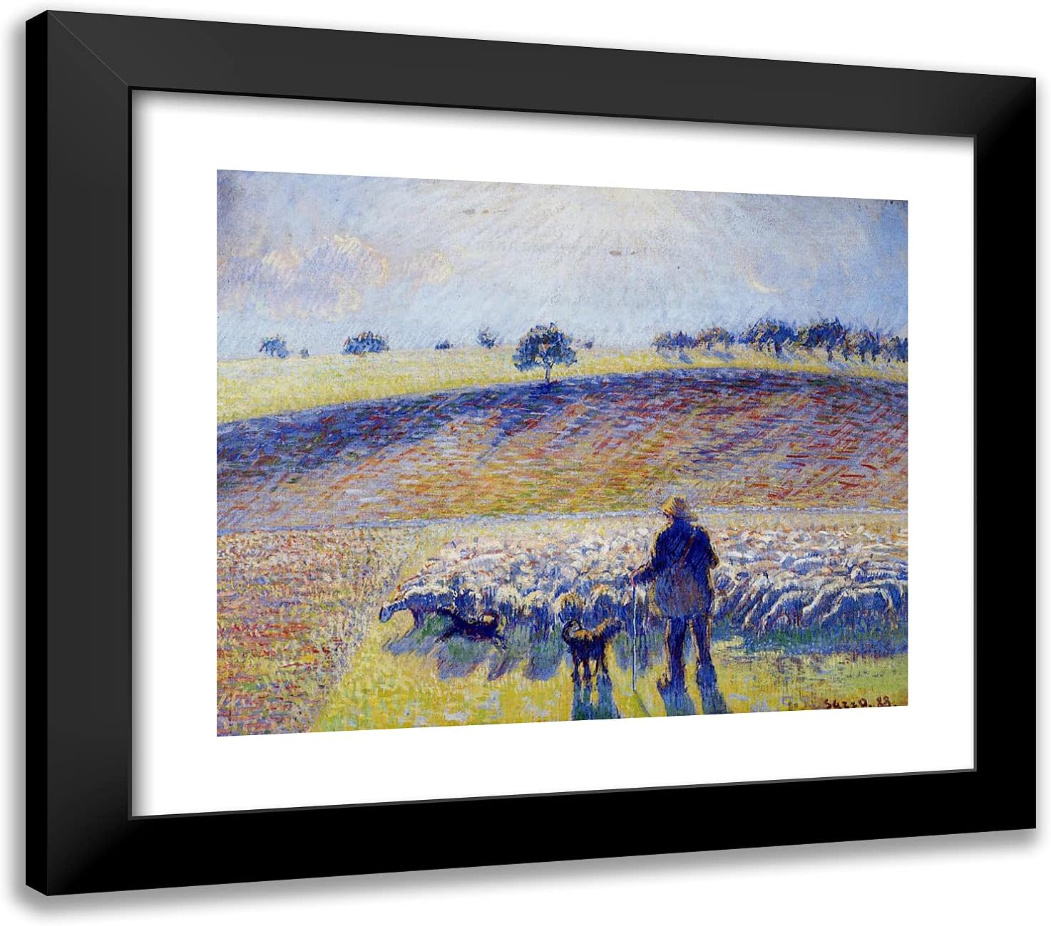 ArtDirect Pissarro, Camille 23x20 Black Modern Framed Art Print Titled: Shepherd and Sheep