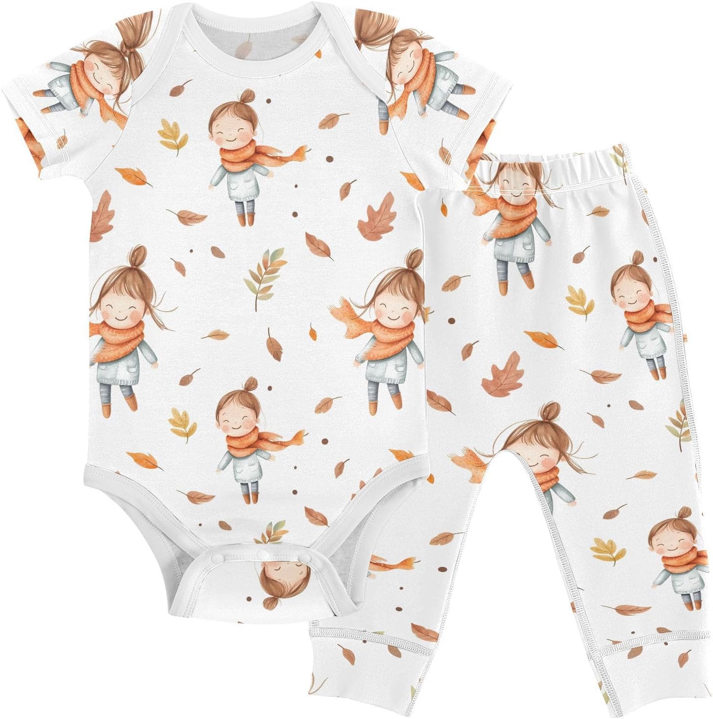 vvfelixl Baby Clothes Girl in Autumn Scarf Baby Bodysuits Set Unisex Short Sleeve Babys Pants Sets 0-3M