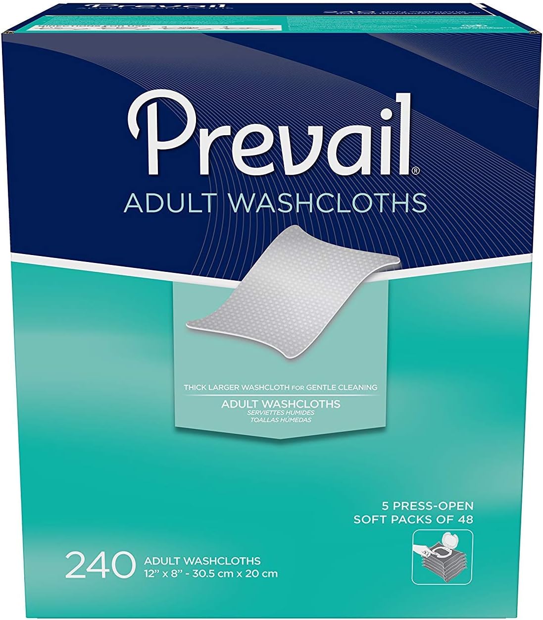 Prevail Adult Washcloths, 240 Count