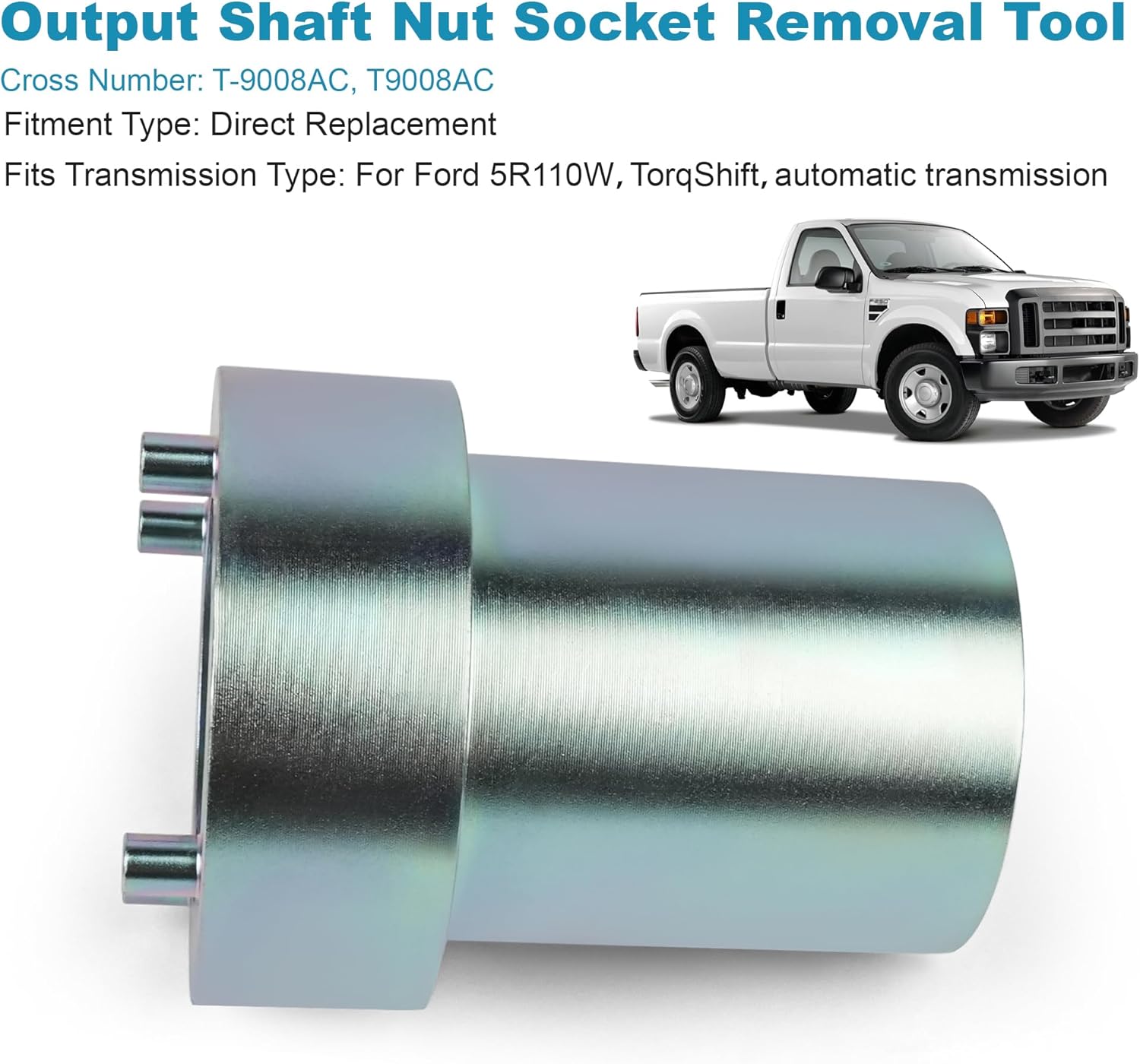 5R110W TorqShift Output Shaft Nut Socket Removal Tool For Ford E-150 E-250 2005-2007 E-350 E-450 2004-2016 F-250 F-350 Super Duty 2003-2010