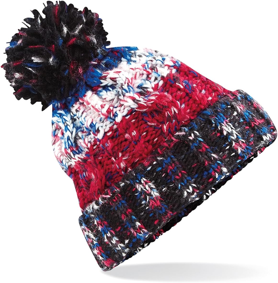 Beechfield Unisex Adults Corkscrew Knitted Pom Pom Beanie Hat