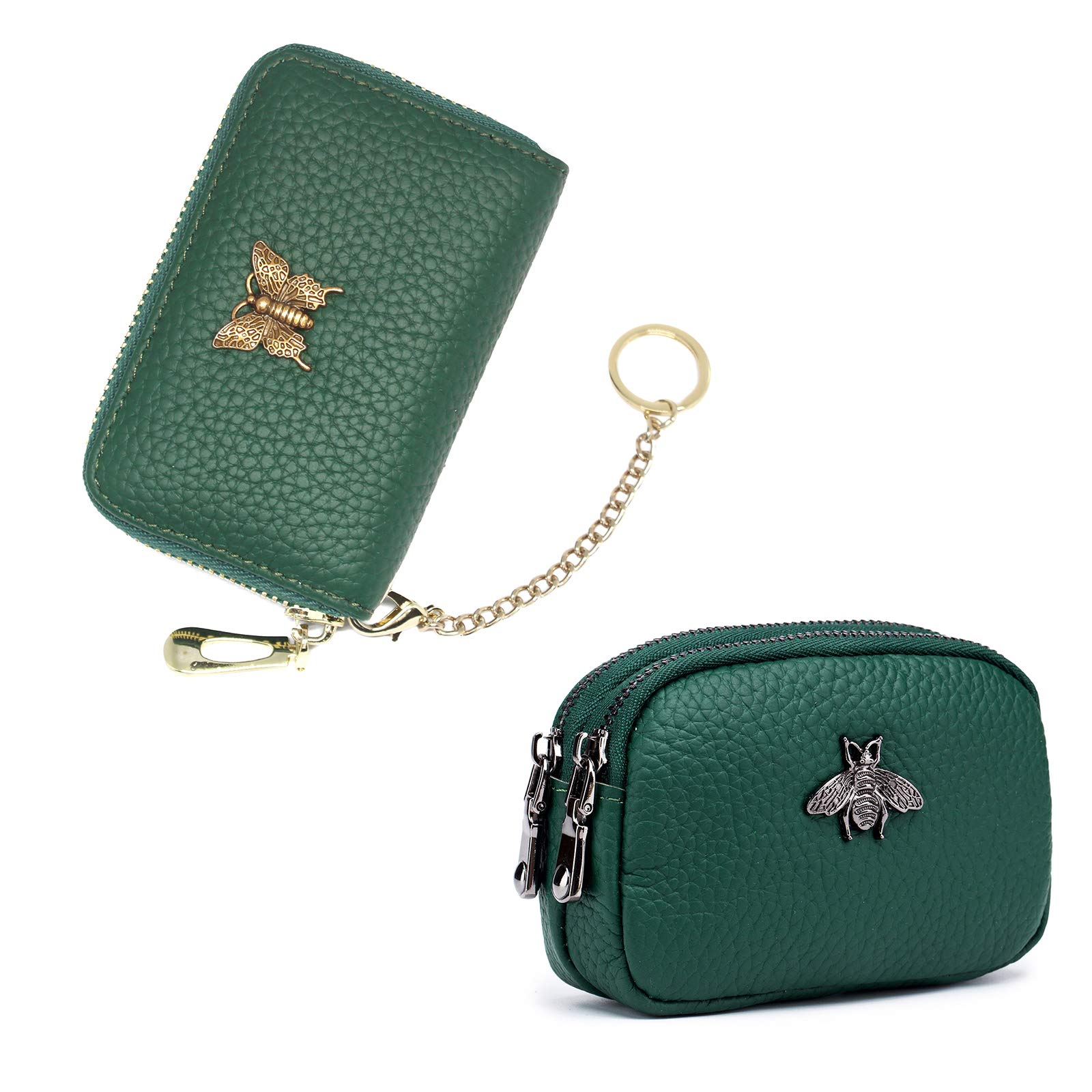 imeetu(Bundle of 2 Sets) imeetu Women Coin Purse and RFID Credit Card Holder Keychain Wallet