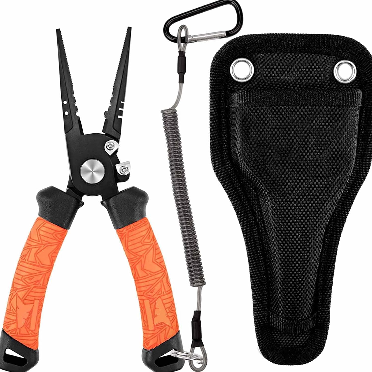 8.5 inch Fishing Flat Nose Pliers, Fishing Gear with 420 Stainless Steel Tungsten Carbide Cutters, Fishing Tools Corrosion Resistant SuperPolymer Grip Handles, Fishing Gi,