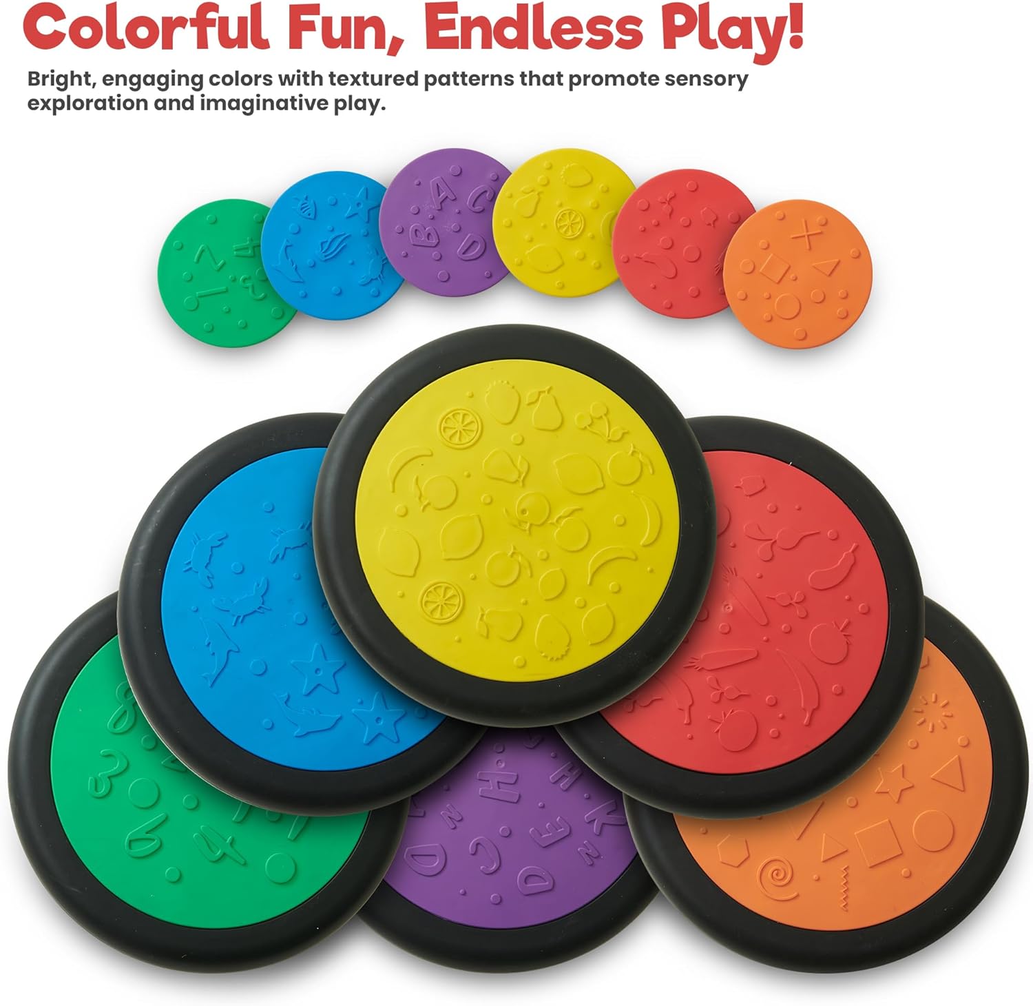 Sensory Stepping Stones for Kids –Pack of 6, Classic Colors Autism-Friendly Balance Stones | Non-Slip Indoor Activity Toy for Toddlers Age 3+ | Textured Educational Play Surface
