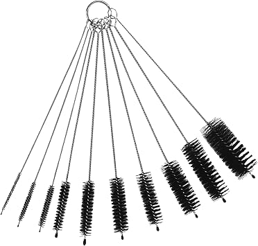 Straw Cleaner Brush Set,Pipe Cleaners with 10 Different Diameter and Hanging Ring,Straw Brush Cleaner for Tumbler,Sinks,Test Tube,Stanley Cup and Hummingbird FeedersBlack.