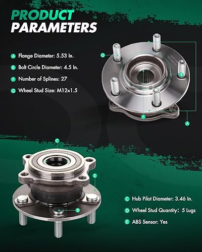 Miniatura 3 de SCITOO 512382 Conjunto de cubo de rueda y rodamientos para Mitsubishi Lancer, Outlander 2007-2015 Conjunto de cubo trasero con ABS 2 piezas 4WD/AWD