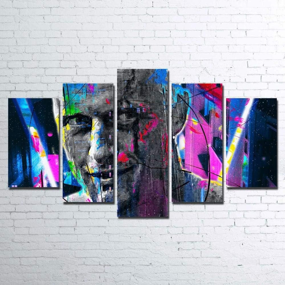 YUANJUN Non-Woven Canvas Picture 5 Part Panels Wall Art Print Completely Framed Image Printed Posters Artworks Photo Modules Background Blade Runner Canvas