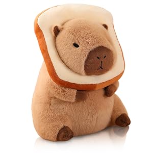 12 Inch Cute Capybara Plush Kawaii Soft Capybara Plush Doll Pillow with Bread Capybara Stuffed Aniamls Toys for