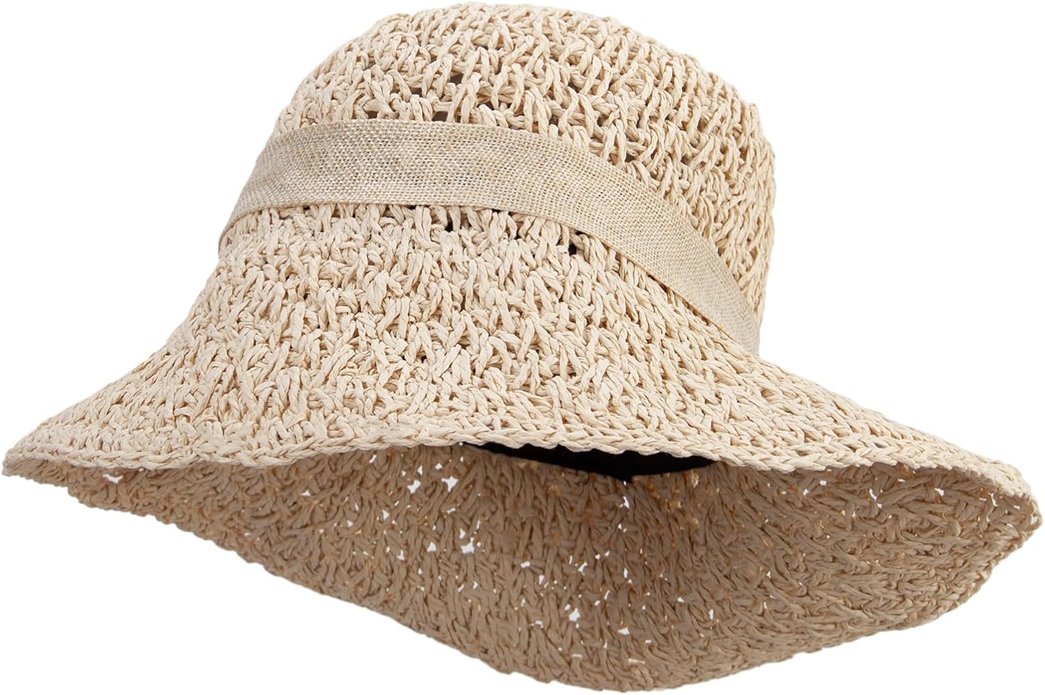 Jeanne Simmons Women's 3.5 Brim Burlap Trim Bucket Hat
