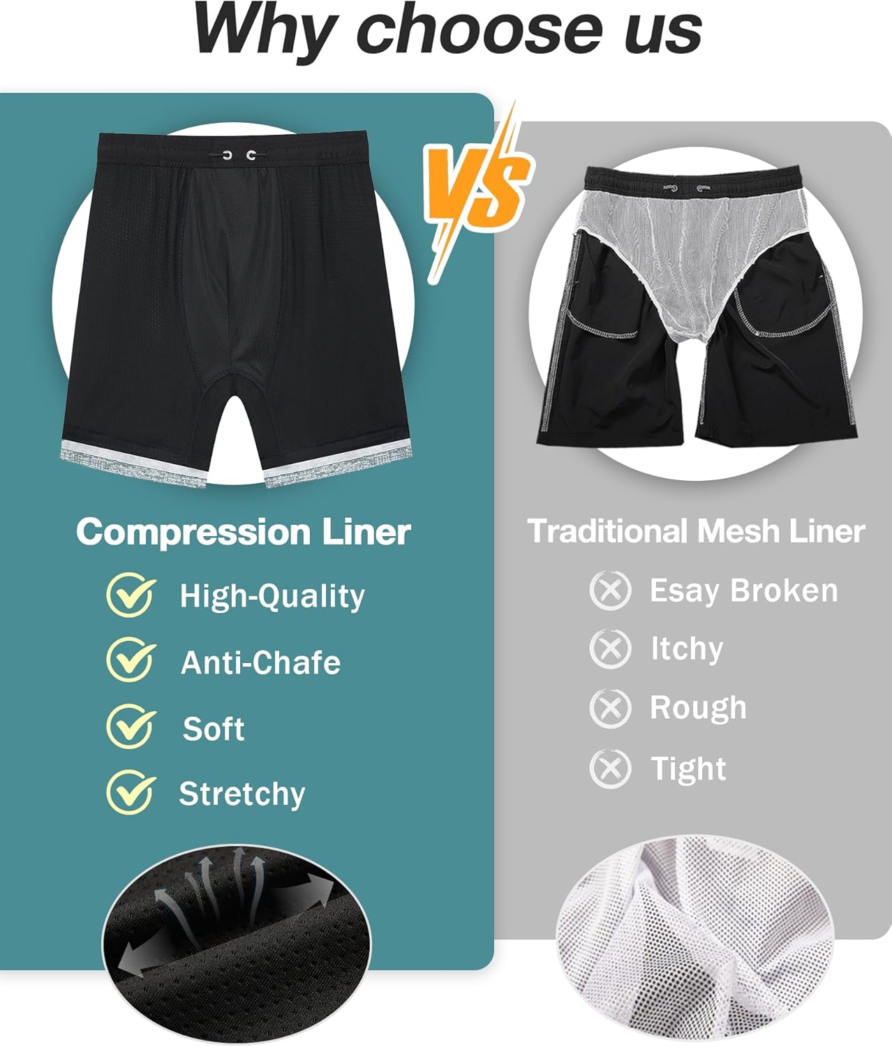 zeetoo Mens Swim Trunks with Compression Liner 9" Inseam Quick Dry Swim Shorts with Zipper Pockets Bathing Suit - Image 4