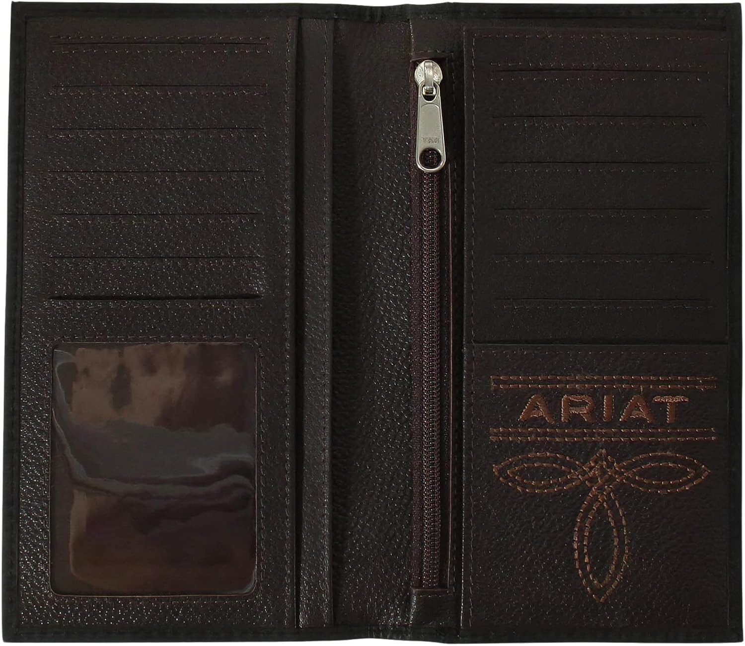 ARIAT Men's Black Leather Bifold Wallet with Embossed Logo - Image 6