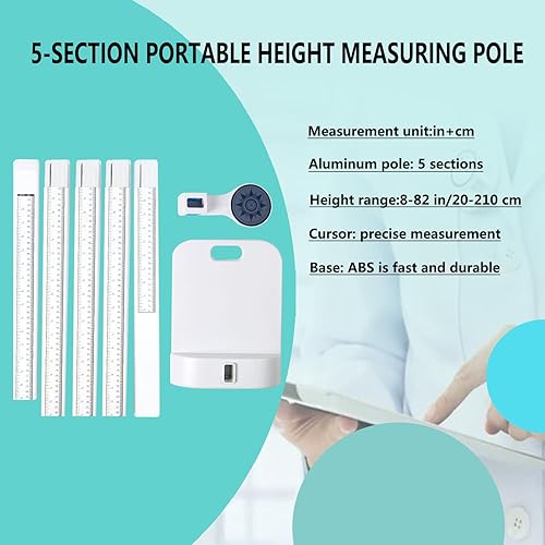 Miniatura 3 de Medición de altura de aleación de aluminio Medición de altura portátil de la barra de medición de altura 8-82 pulgadas/7.9-82.7 in/unidad con cm y