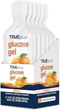 TRUEplus Glucose Gel Pouch, Orange Flavor, 15g Fast-Acting Carbohydrates, Fat Free, Gluten Free, Quick Support for Low Blood Sugar and Energy, 6 Pack