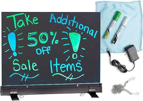 Alpine Industries Tablero de mensajes borrable LED intermitente con panel de escritura acrílico y soporte (12 x 16 pulgadas) disponible en Yaxa Colombia