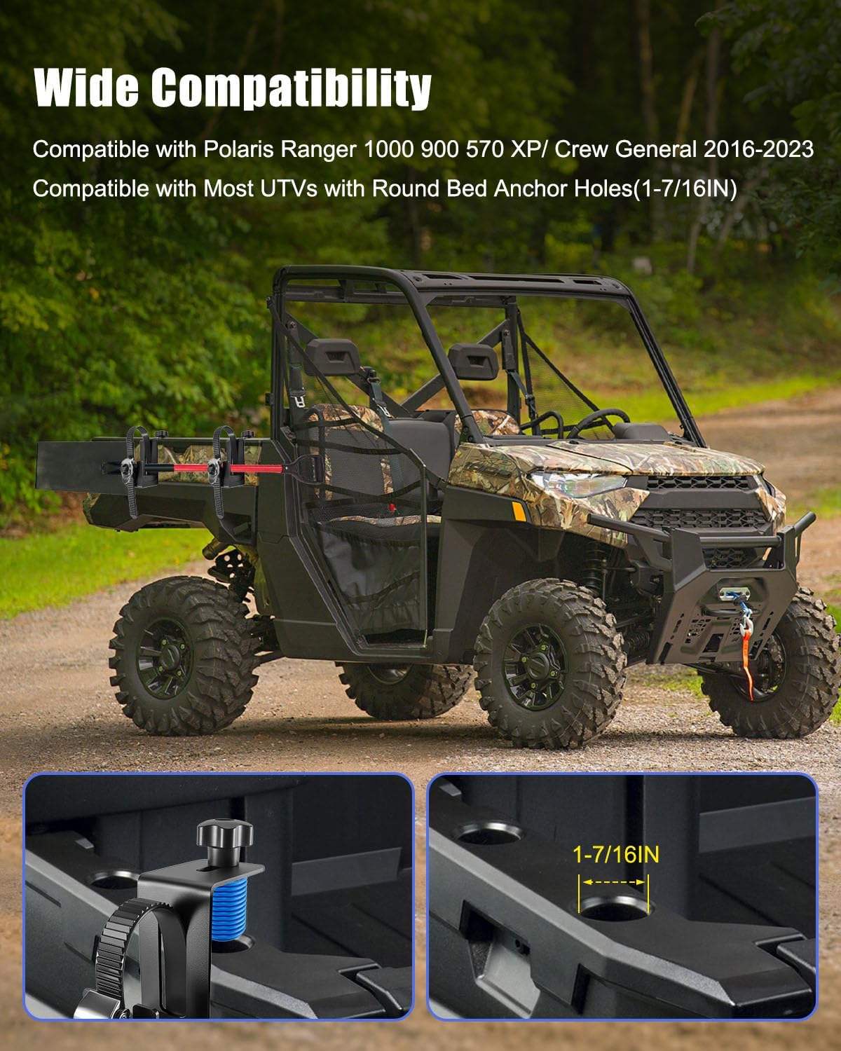 Tool Rack Holder Compatible with Polaris Ranger 1000 900 570 XP/Crew General 2016-2023