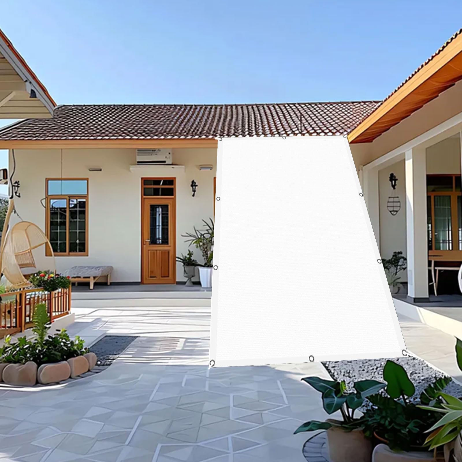 Voile d'ombrage anti-UV et imperméable 2x2.8m avec oeillets de fixation pour terrasse
