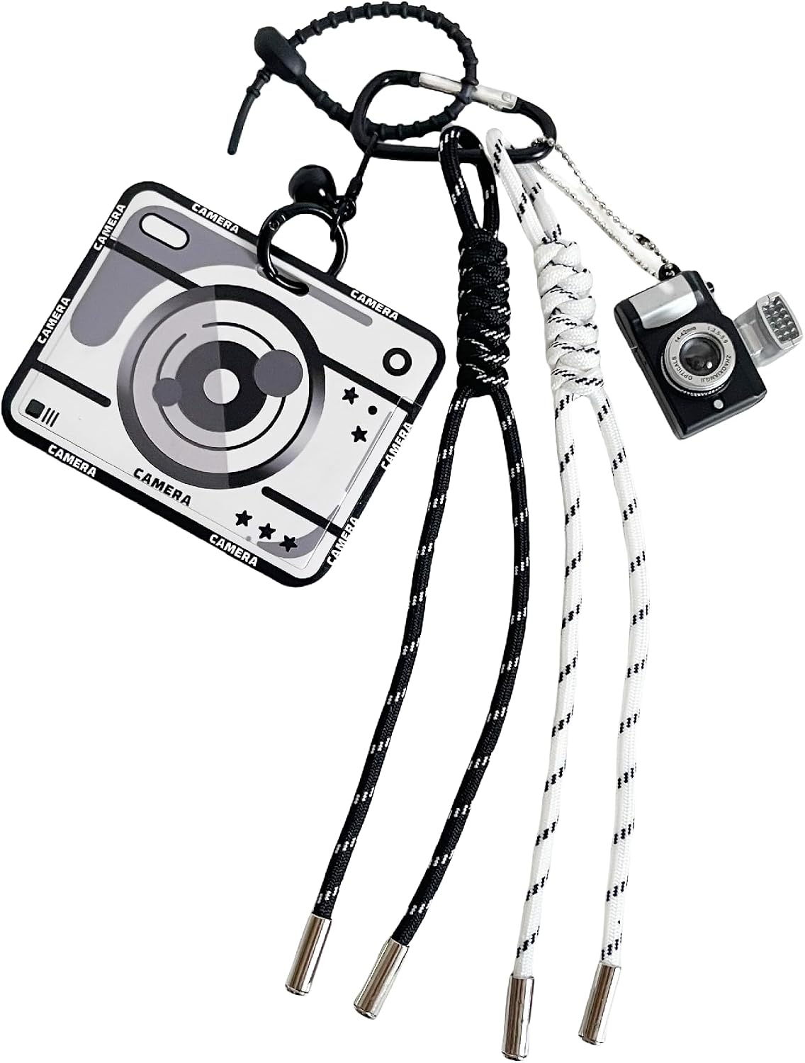 QTMY Cute Camera Card Picture Holder Rope Braided Keychain Bag Charms for Handbag Purse Backpack Accessories for Bogg Bag,730