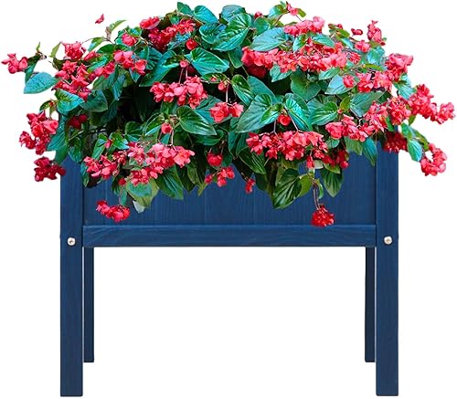 Cama de jardín elevada con orificio de drenaje, impermeable, HDPE, maceta elevada con patas, estable y duradera para plantar hierbas, flores,