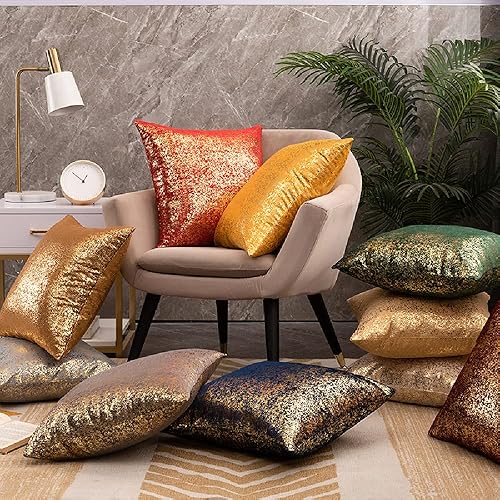 Miniatura 10 de Deeprove Funda de almohada oblonga de 12 x 20 pulgadas, estampado metálico de ambos lados con lámina dorada brillante, decoración de terciopelo