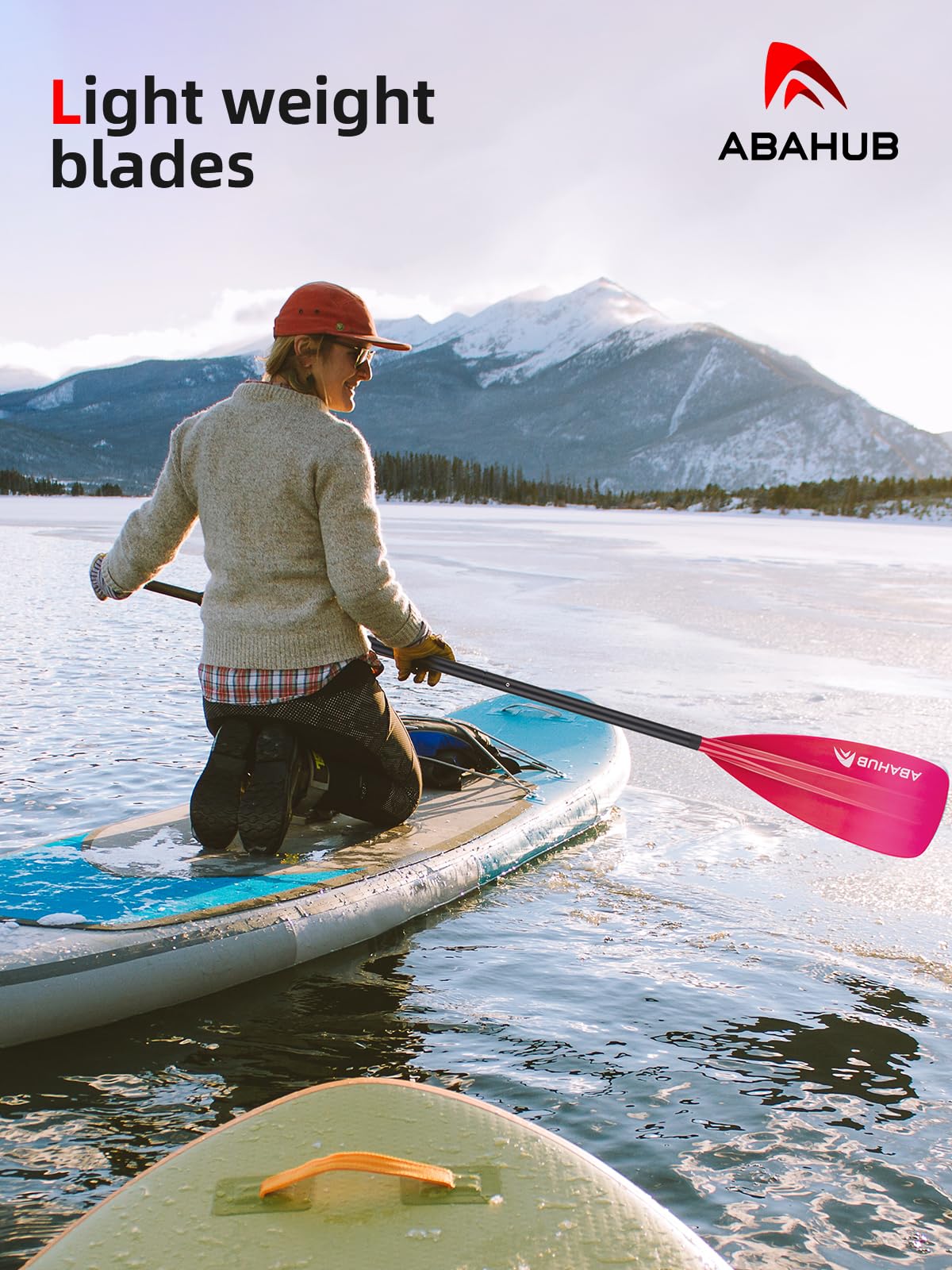 Abahub Pagaia SUP Alluminio Remi SUP Paddle Stand Up Paddle Telescopico 173-213 cm per Tavola da Surf Canoa SUP, Lama in Nylon di Plastica in Nero/Blu/Verde/Rosso/Arancione/Giallo