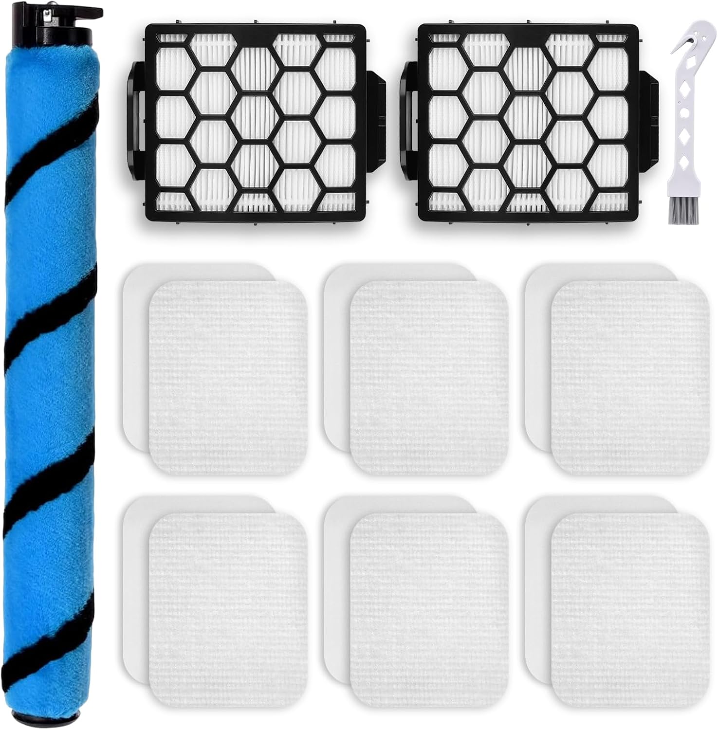 Leadaybetter UV850 Brush Filter Replacement Parts for Shark Performance Lift-Away ADV DuoClean Upright Vacuum, 1 Soft Brush Roll, 2 HEPA, 6 Foam Felt Filters, Part #1483FC2000 & XHF320 & XFFK602UKT