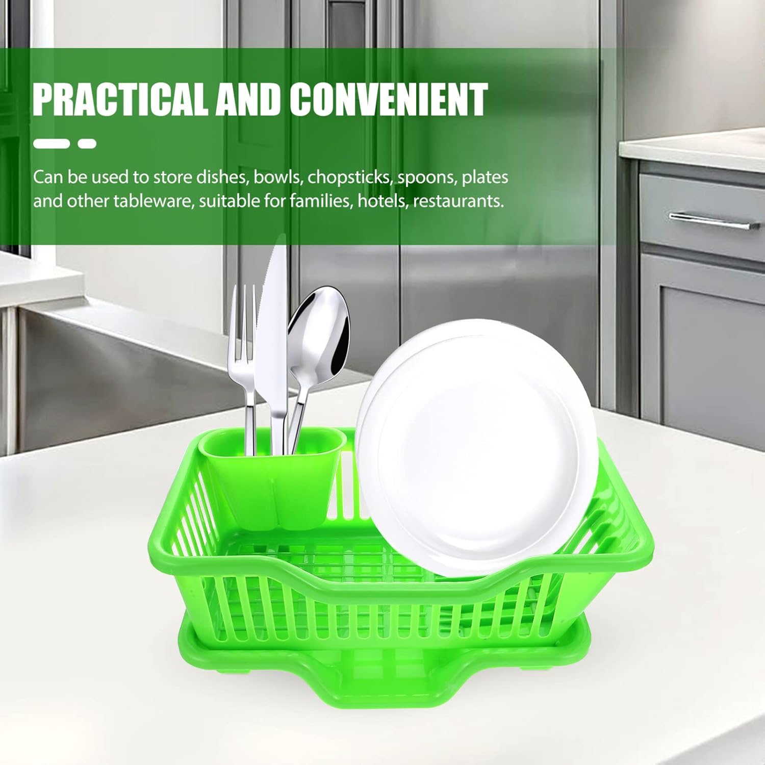 Kichvoe 1set Dish Drying Rack Space-Saving Kitchen Drainer Basket for Clean Countertops Multi-Purpose Storage for Tableware Smooth Edges for Safety Housewarming