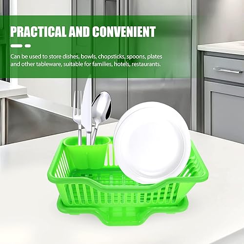 Miniatura 8 de Kichvoe 1 juego de estante de cocina con boquilla de almacenamiento de plástico para encimera con escurridor de platos de cocina, escurridor de