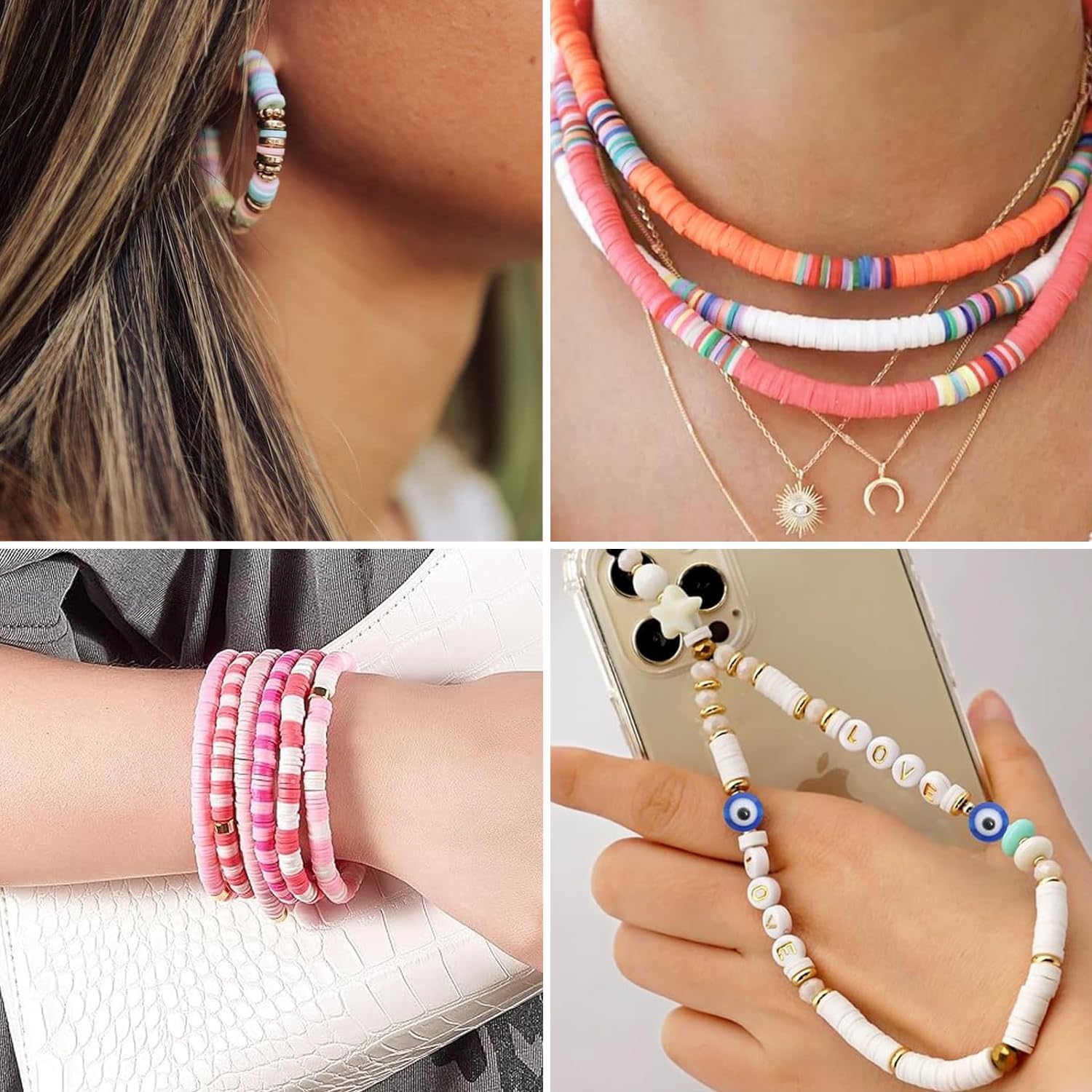 6mm Flat Round Spacer Beads, Clay Beads for Bracelets Making Kit, Heishi Polymer Flat Disc Spacer Beads for Jewelry Making, Clay Beads for Jewelry Making Gold Beads Silver (3000pcs) - Image 5