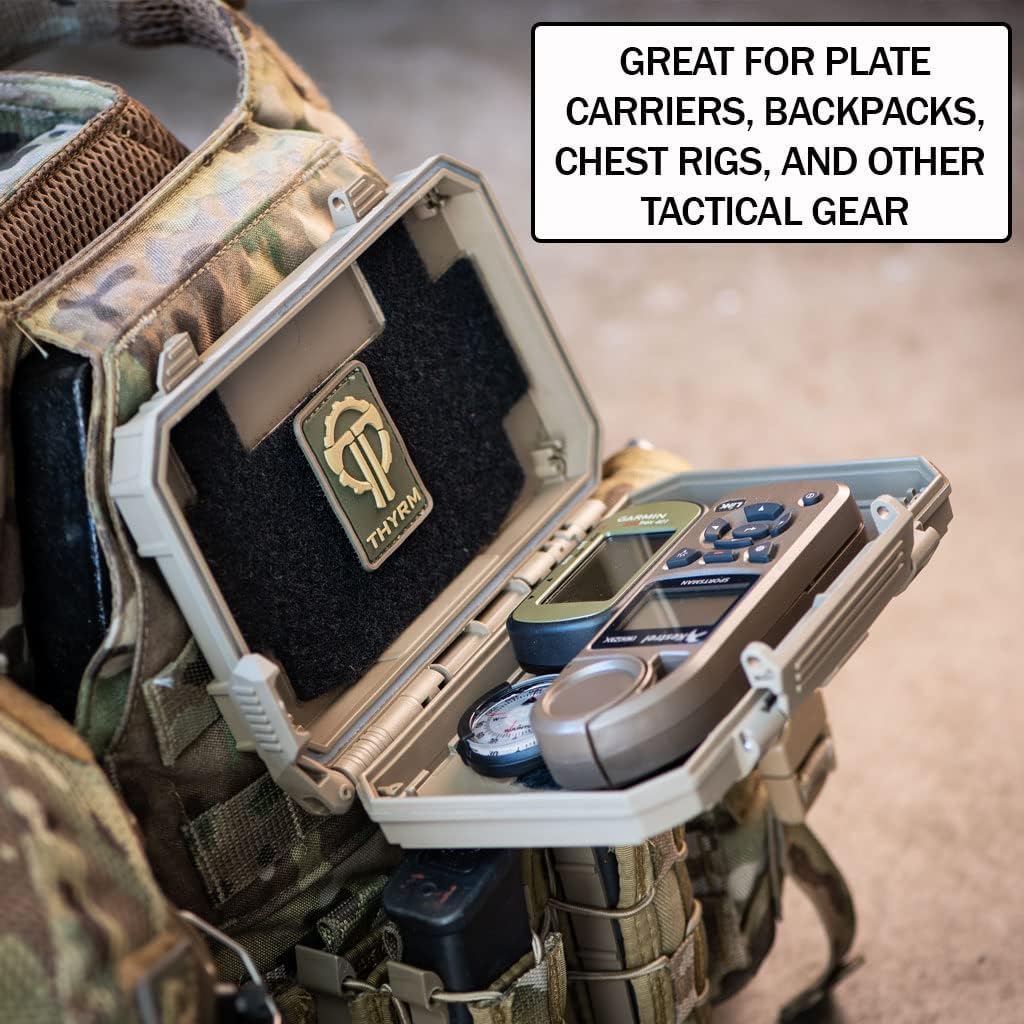 Thyrm DarkVault Comms Critical Gear Case, original version, Waterproof, Attachable to MOLLE (Flat Dark Earth) rugged storage for Cell Phone, GPS, tools, Made in USA