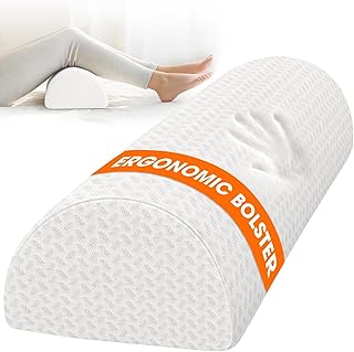 Knee Pillow for Side Sleepers, Half Moon Memory Foam Bolster Pillow for Legs, Ergonomic Design Wedge Elevation Pillow for Side & Back Sleeping, Under Knee Support, Foot, Ankle, Lumbar,White
