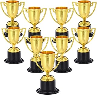 Mini Trofeos,9Pcs Premio Trofeo de Oro de plástico,Pequeño Trofeo Mini para Niños Fiesta de Favores, Atrezzo, Recompensas, Premios Ganadores