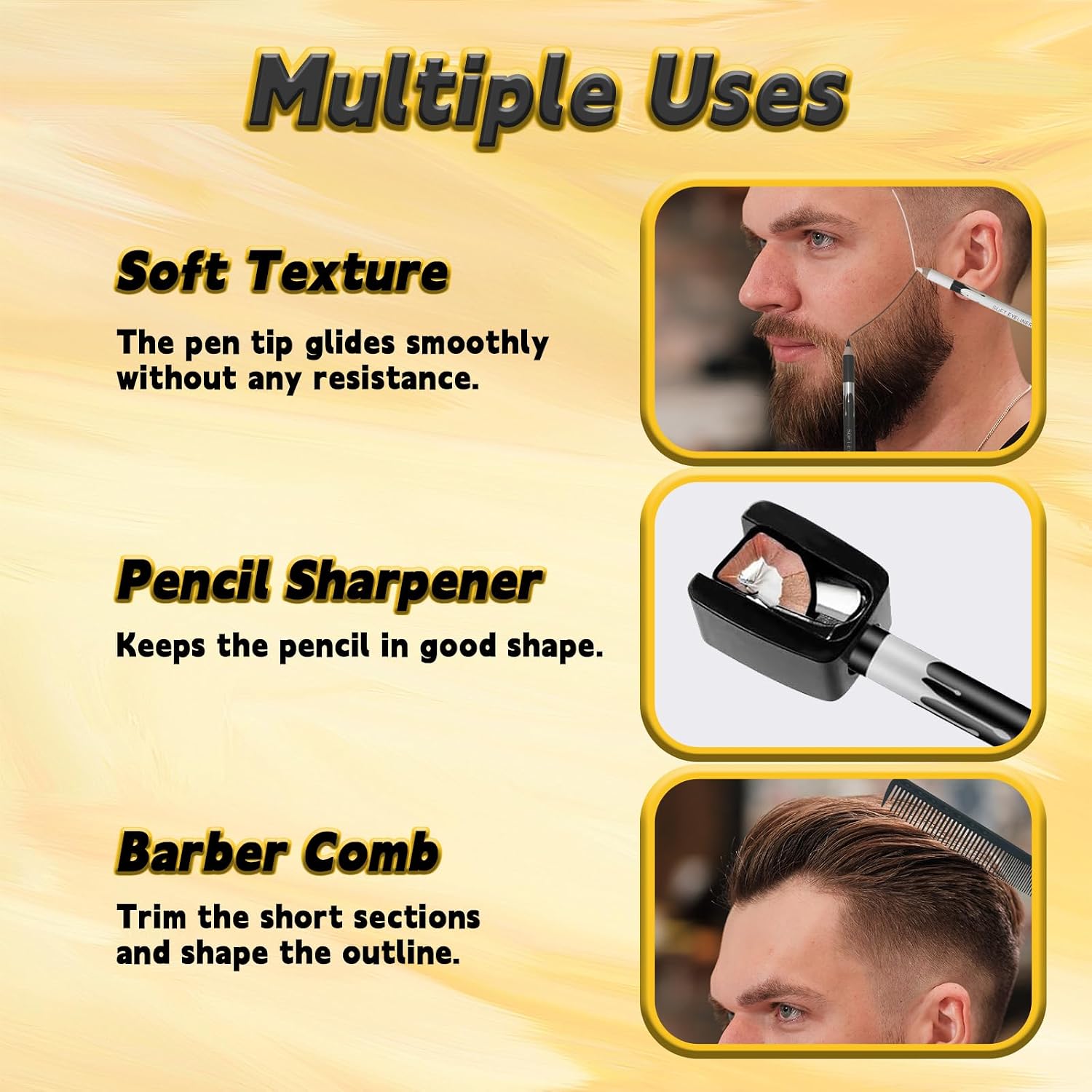 HAIOLORPRO 14PCS Barber Pencil for lineup, White Black Magic Hairline Pencil, Beard Shaping Guide Pen with 2 Sharpeners and 1 Styling Comb, Barber Chalk for Men Hair Beards Makeup Design