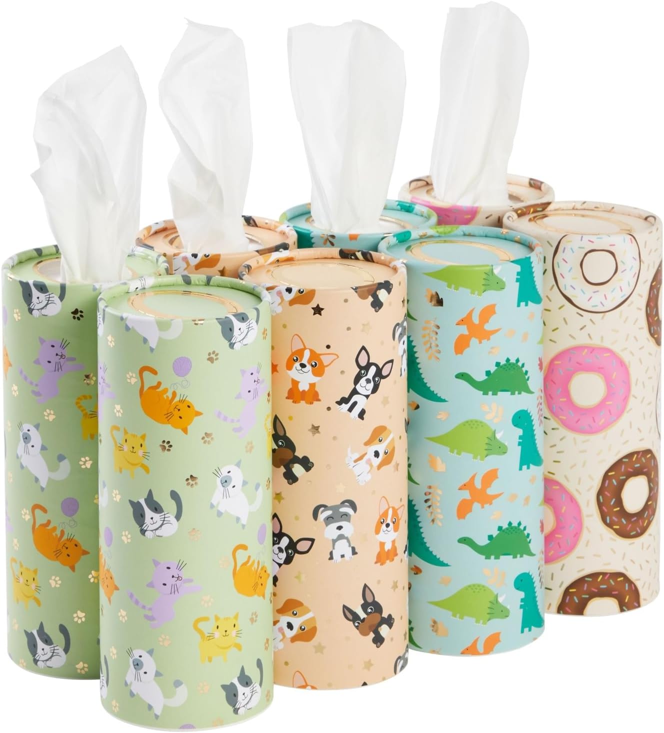 8Pack Round Tissue Boxes for Car Cup Holder Travel Size Refill