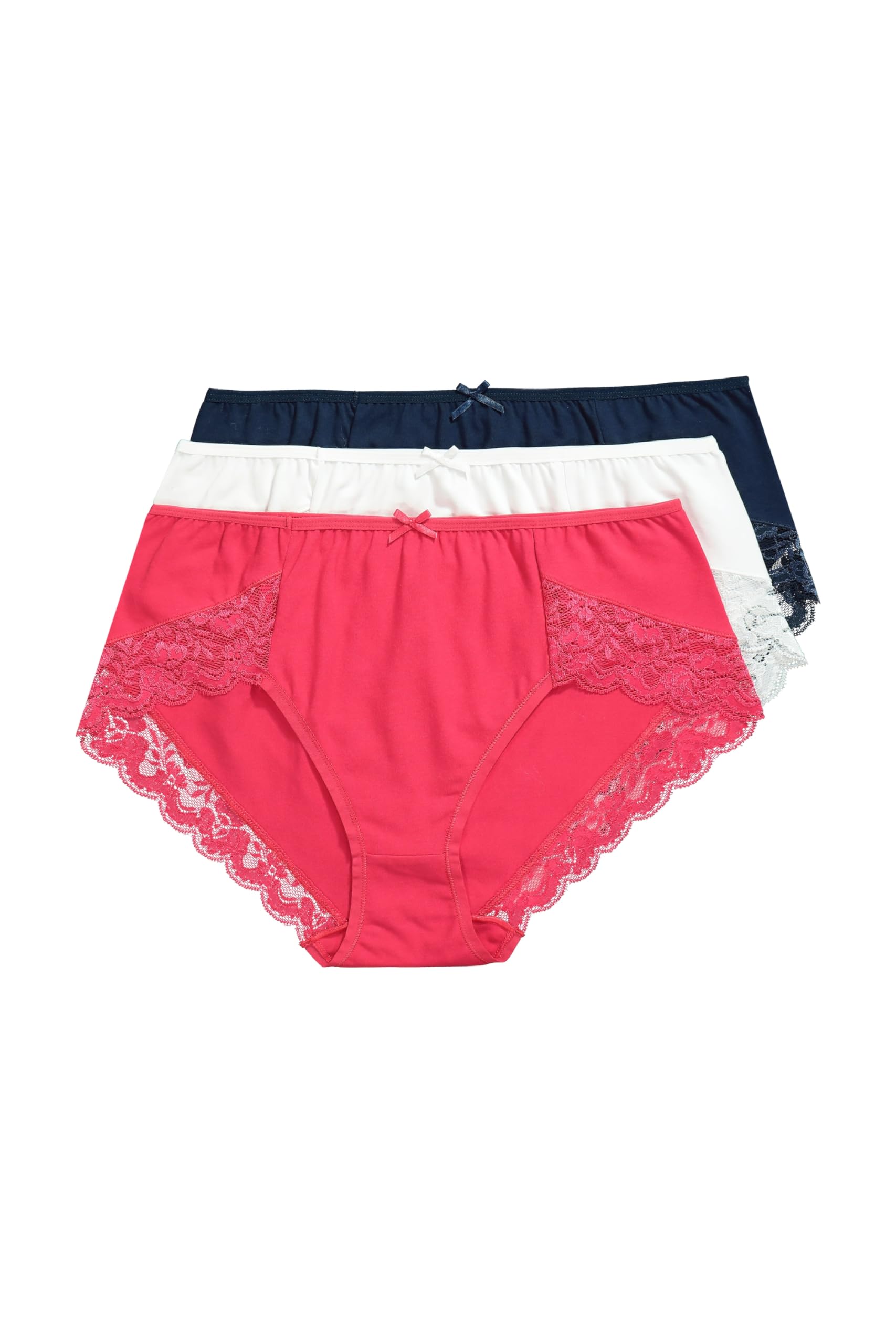 Ulla Popken Damen große Größen Übergrößen Plus Size Büroslips, 3er-Pack, Spitzendetails, für langes Sitzen 843947