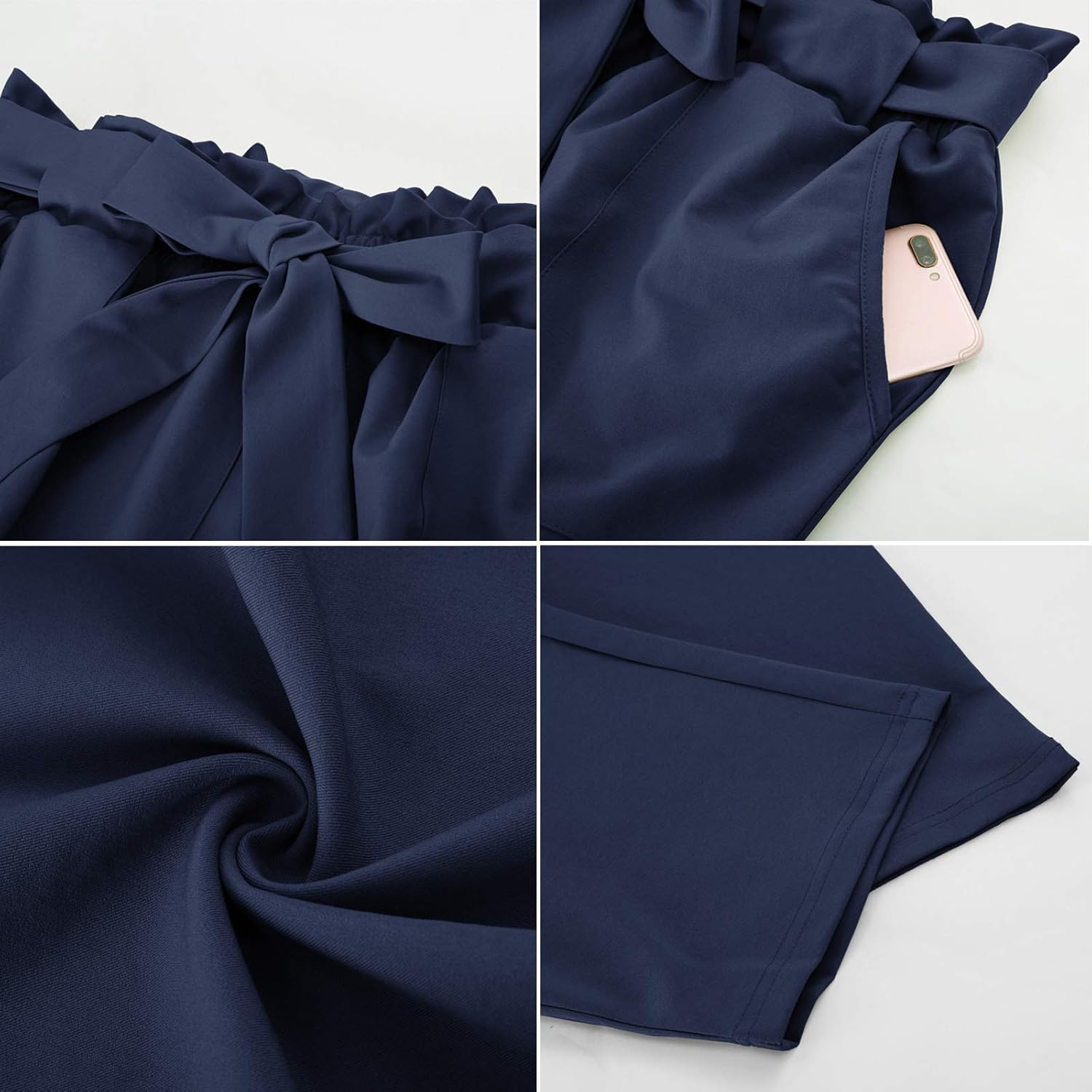 Hanna Nikole Women's Plus Size Elastic Waist Self-Tie Belted Pencil Pants Ankle Length Casual Pants with Pockets - Image 4