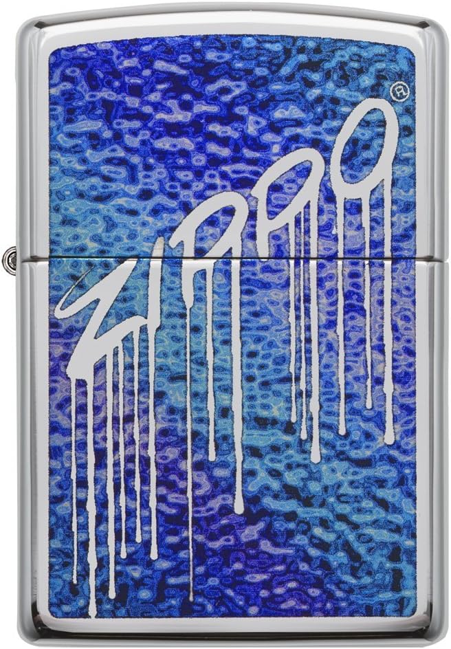 Zippo Logo Design Lighters Chrome High Polish Chrome Fusion Purple/Blue