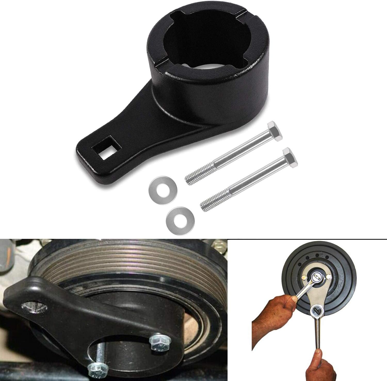 E-cowlboy for Toyota/Lexus Crankshaft Damper Pulley Holding Holder Harmonic Tool with 2PCS Crank Bolts