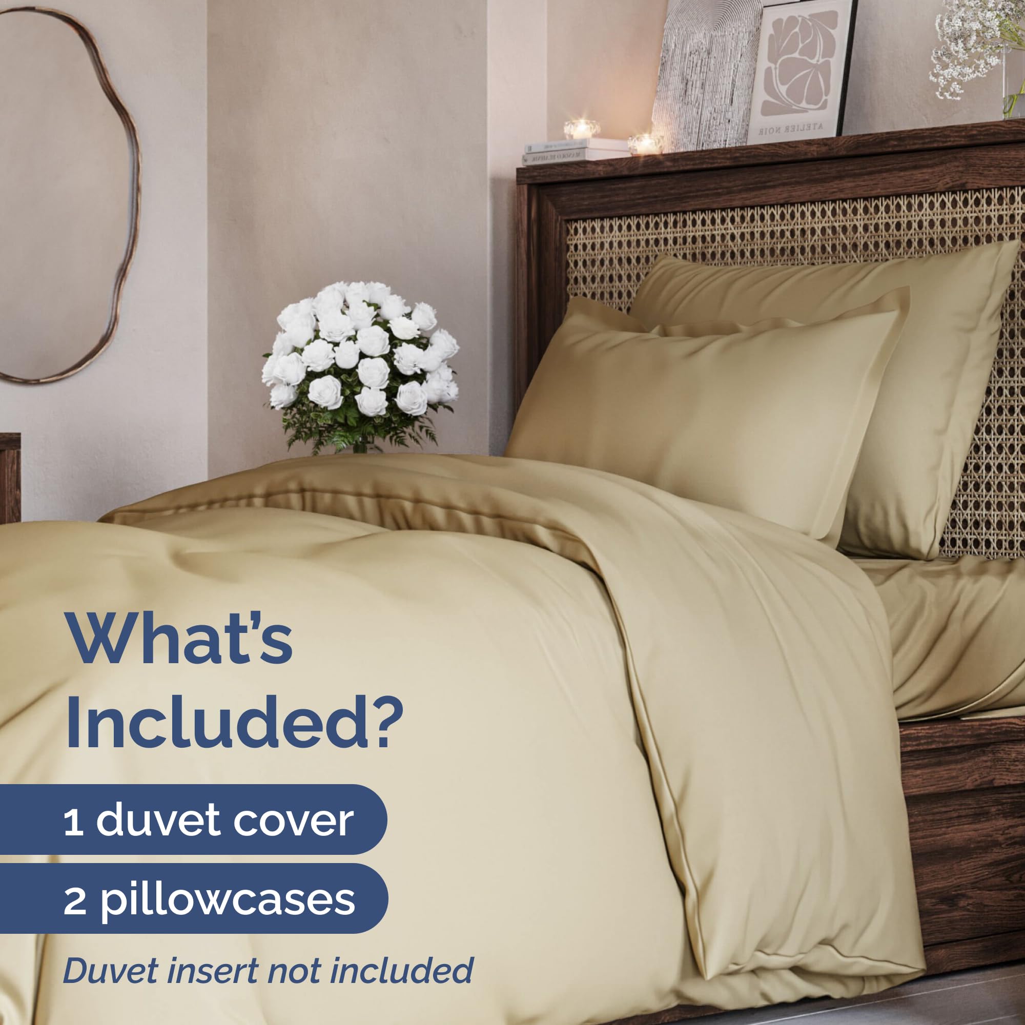 3 Piece Duvet Cover Set Single Bed Bed Beige, Brushed Microfibre 135x200cm with 2 Pillowcases 50x80cm - Image 2