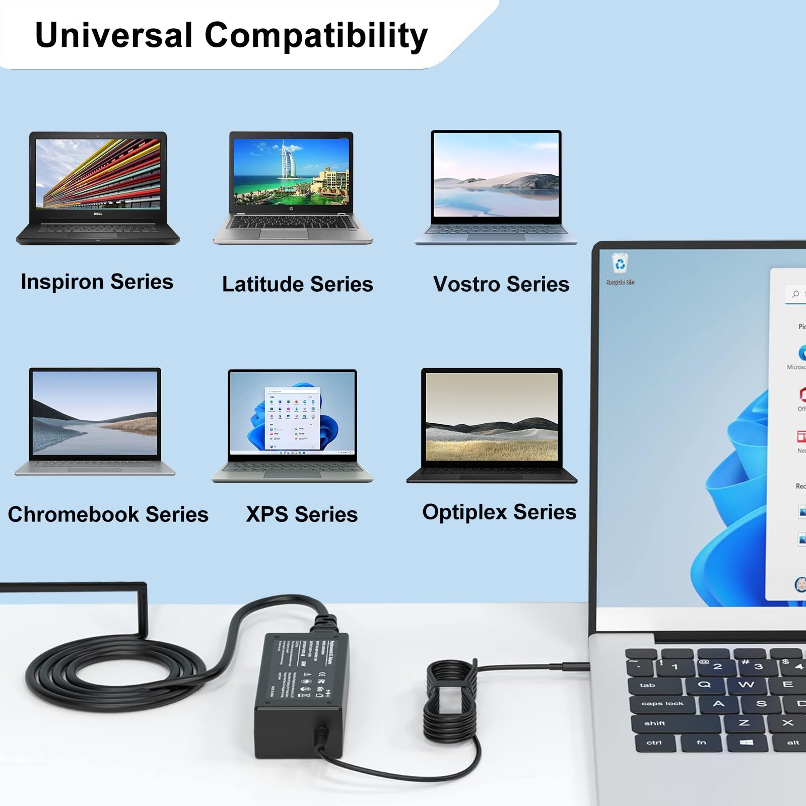 Alimentatore Dell Originale 45W Per Inspiron 17 3000 (3780) – Nuovo, Nero