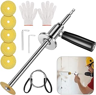 7-Inch Inside Pipe Cutter for Pvc Pipe, Cutter Tool Set with Scale Adjustable Depth Gauge, 5PCS Blades, 2 Hex Shank, Internal PVC Pipe Cutter with Diamond Grit Cutting Wheel for Plastic, ABS, Exhaust