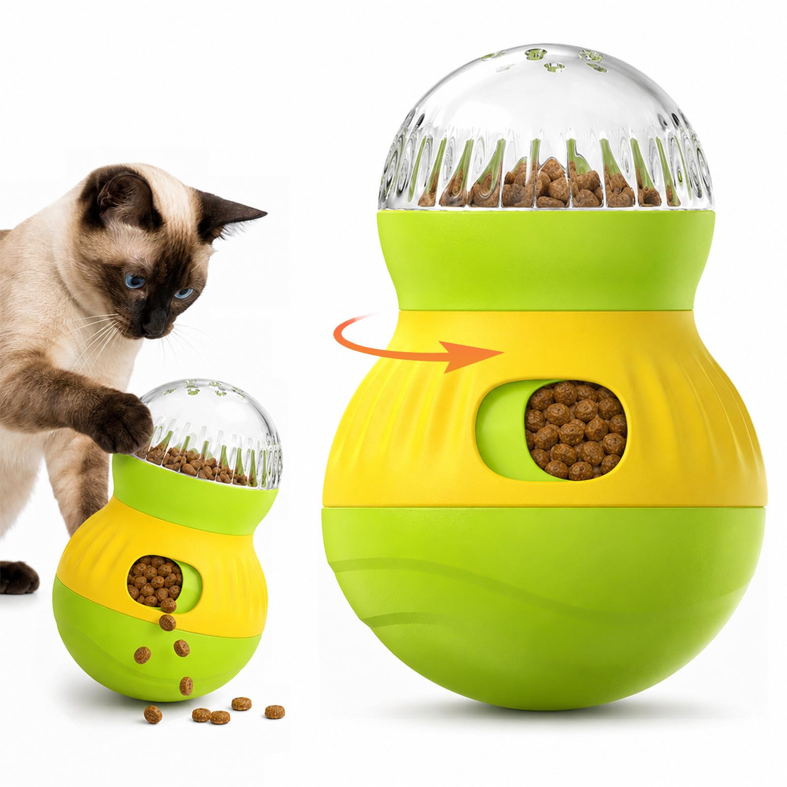 Cat Treat Dispenser Puzzle Feeder, Wobble Food Ball for Cats and Small Dogs