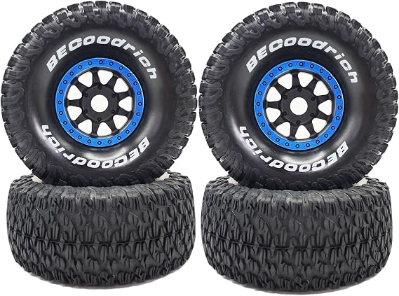 1/7 1/8 RC Short Course Truck Wheels 17mm Hex And Tires OD 5.31 Off Road Tyres For 1:7 1:8 Scale Buggy Truck Car TRAXXAS UDR FS Atom ARRMA Mojave 6S EXB YK4072 DF7 TB7 Upgrades 4PCS (Blue)