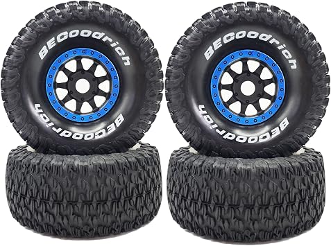 1/7 1/8 RC Short Course Truck Wheels 17mm Hex And Tires OD 5.31 Off Road Tyres For 1:7 1:8 Scale Buggy Truck Car TRAXXAS UDR FS Atom ARRMA Mojave 6S EXB YK4072 DF7 TB7 Upgrades 4PCS (Blue)