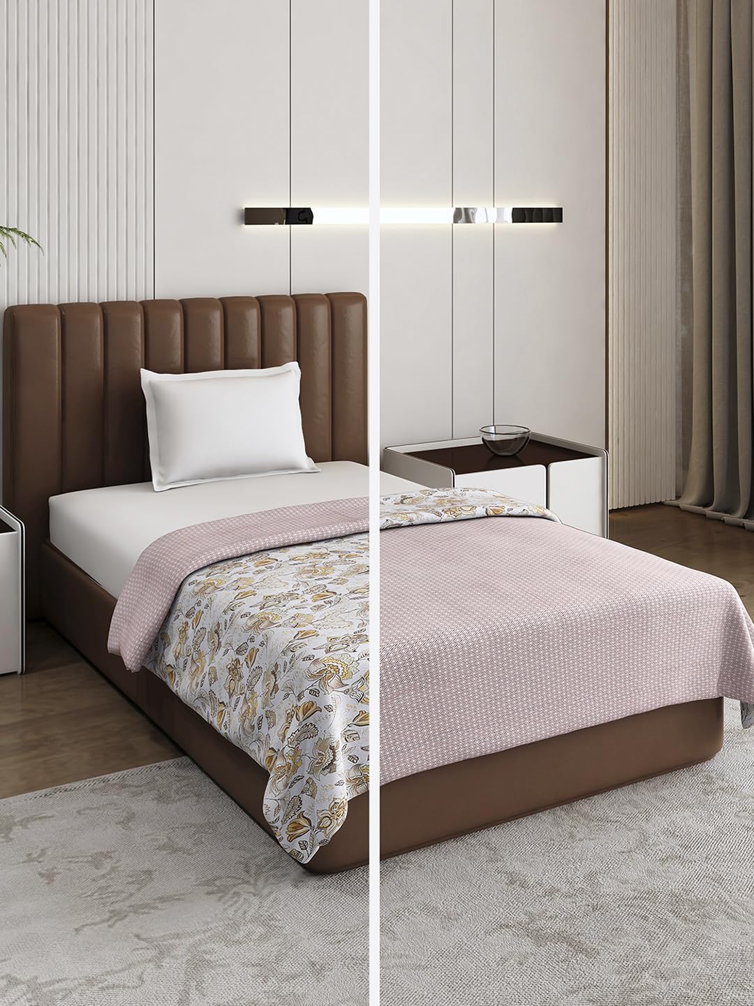 Monte Carlo Light Brown Printed Single Bed 136 TC Dohar (Width 150 CM, Length 220 CM) - 2-picture-22