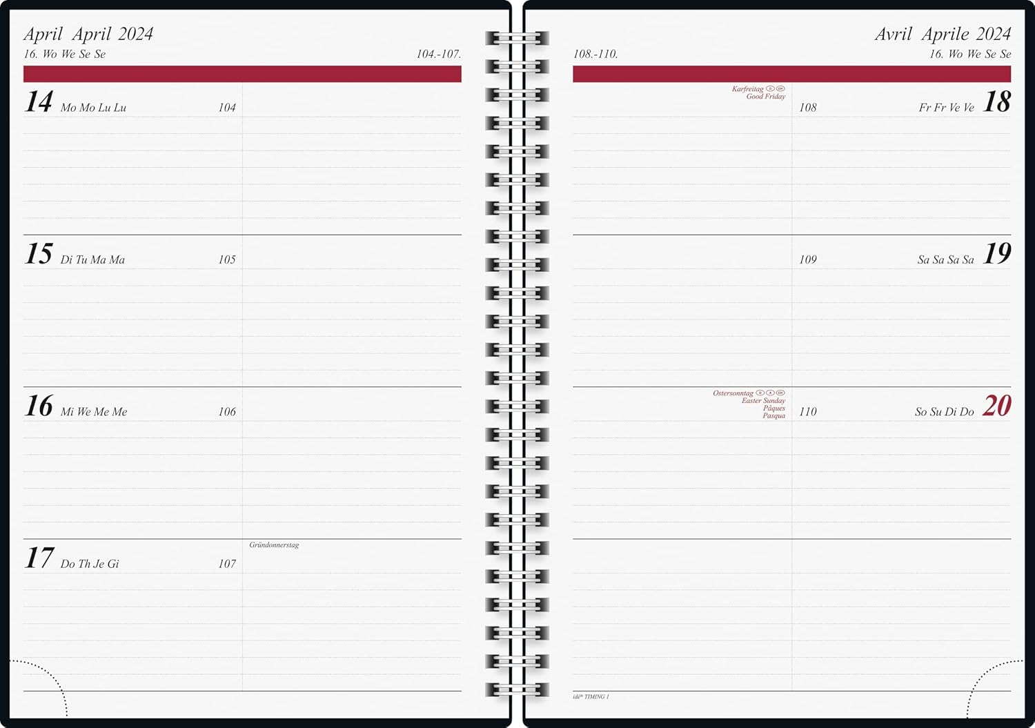 rido/idé Abstract Weekly Calendar Model Timing 1 2024 2 Pages = 1 Week A5 Beige