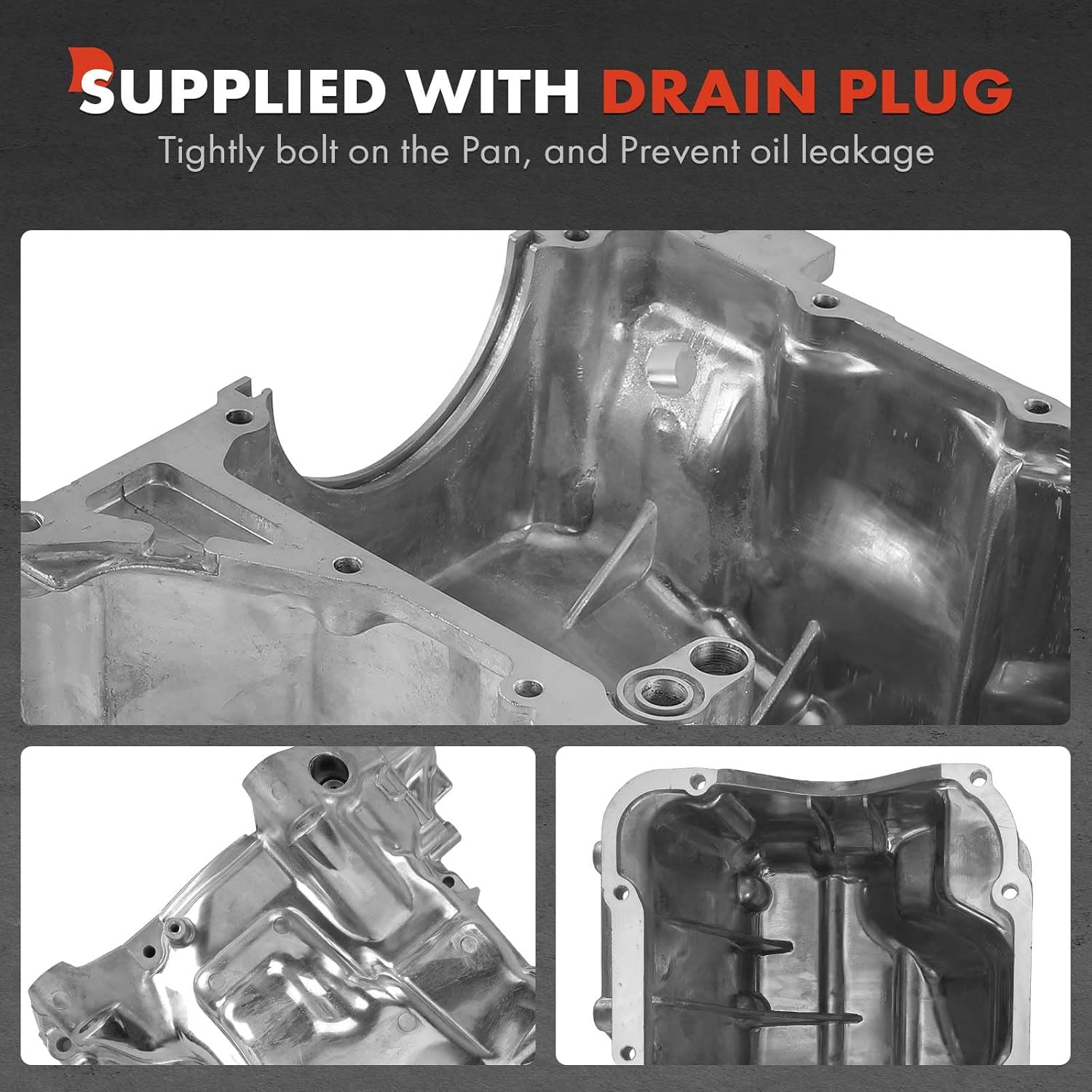 A-Premium Engine Oil Pan Sump with Drain Plug Compatible with Honda Fit 2009 2010 2011 2012 2013, 1.5L Automatic Transmission