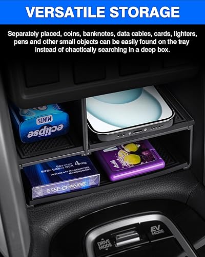 Miniatura 3 de Autorder Organizador de consola central para Toyota Corolla Cross 2022 2023 2024 2025 sin cargador inalámbrico, accesorios para reposabrazos, caja