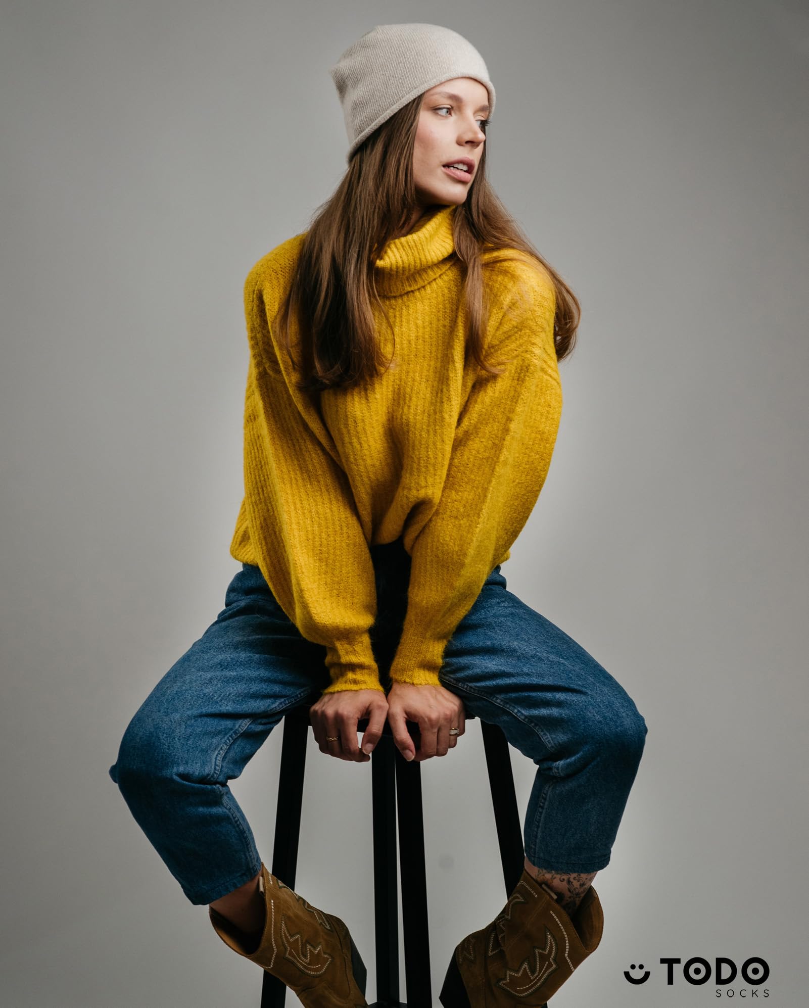 TODO 50% Kaschmir Beanie Damen, Merino Slouchy Beanie Mütze Merino für Frauen - Wintermütze Kaschmir-Wolle Mütze