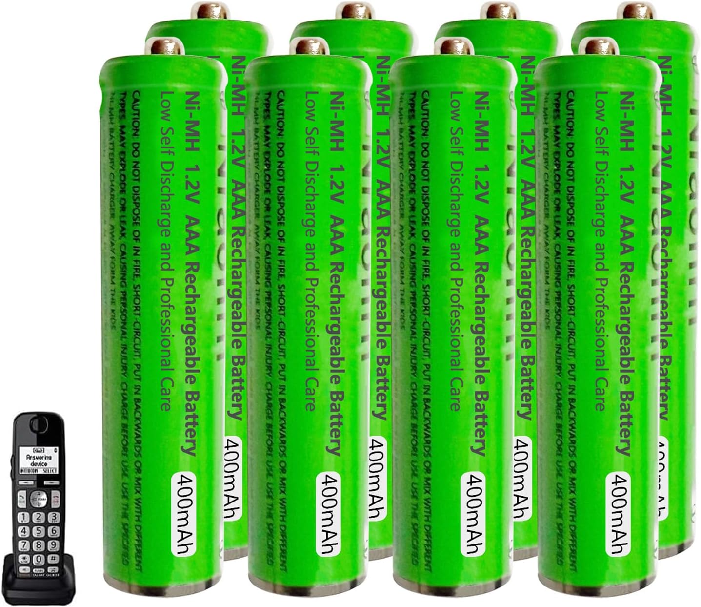 8 Pack Ni-MH AAA Rechargeable Batteries 400mah AAA Ni-MH Rechargeable Batteries 1.2V for Panasonic Cordless Phones, Remote Controls, Electronics