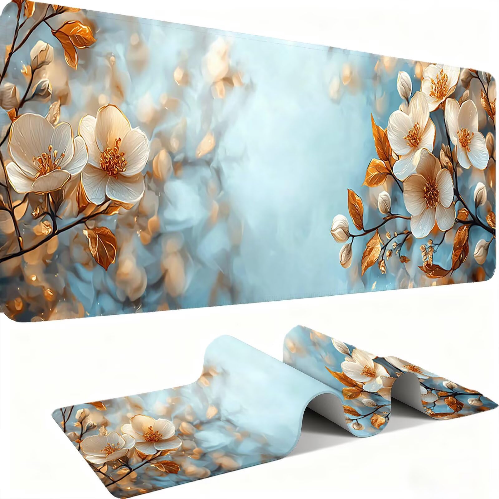 Podkładka pod mysz 1200 x 600 mm Podkładka pod mysz dla graczy, bardzo cienka podkładka na biurko, antypoślizgowa gumowa podstawa, zmywalna, ulepszona precyzja dla PC, komputera, roboczego białe